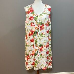 NWT J .Jill Floral Linen Dress - Size Large - Orig. $99